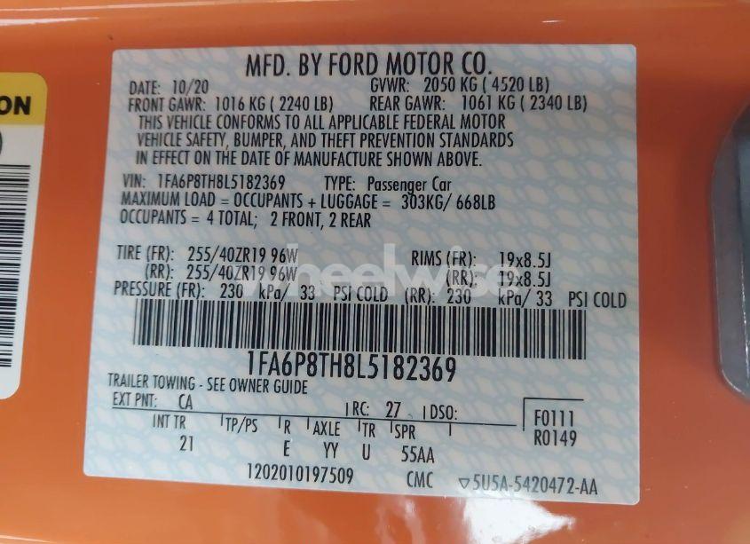 Photo 9 of 2020 Ford Mustang ECOBOOST FASTBACK (VIN 1FA6P8TH8L5182369)