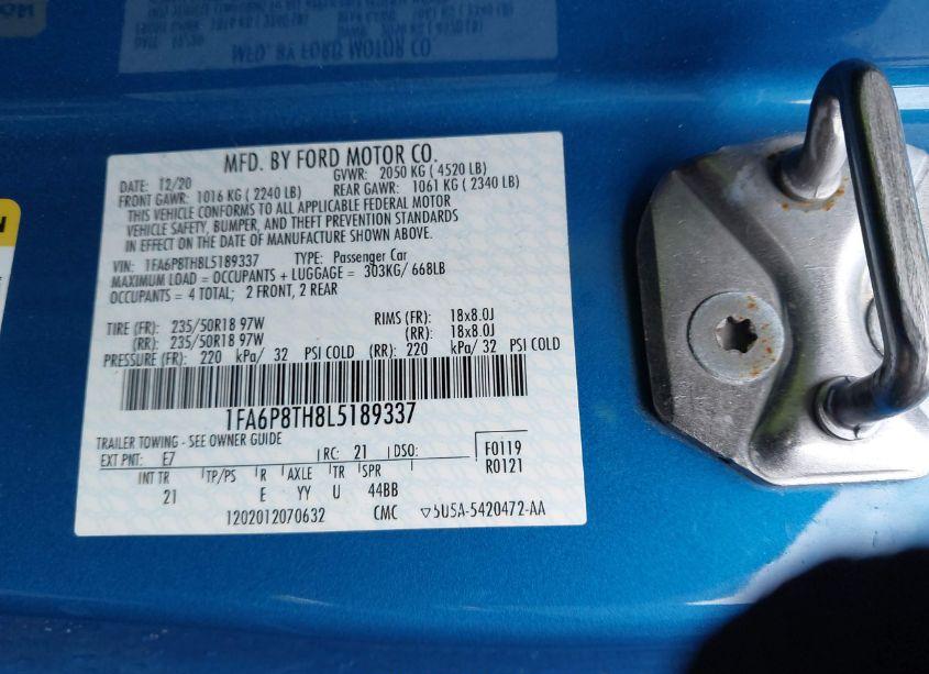 Photo 9 of 2020 Ford Mustang ECOBOOST (VIN 1FA6P8TH8L5189337)