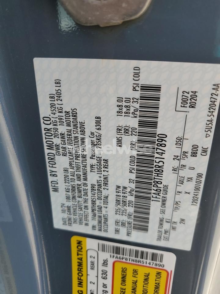 Photo 12 of 2024 FORD MUSTANG (VIN 1FA6P8TH8R5147890)