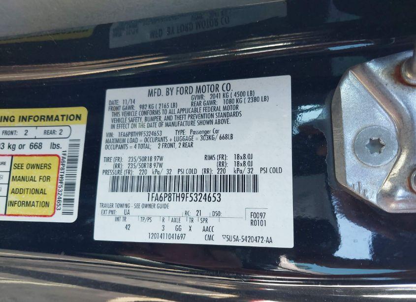 Photo 9 of 2015 Ford Mustang ECOBOOST (VIN 1FA6P8TH9F5324653)