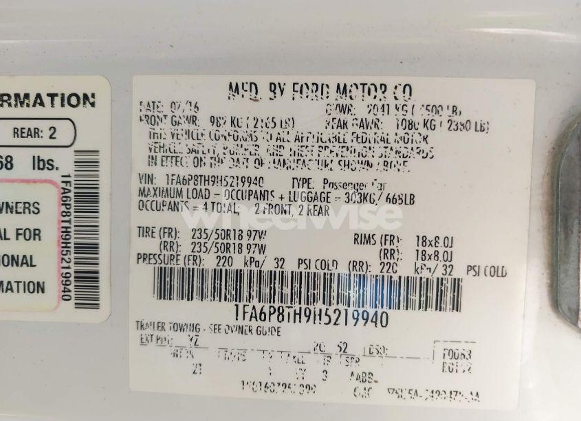 Photo 9 of 2017 Ford Mustang ECOBOOST (VIN 1FA6P8TH9H5219940)