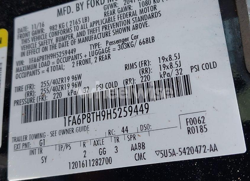 Photo 9 of 2017 Ford Mustang ECOBOOST (VIN 1FA6P8TH9H5259449)