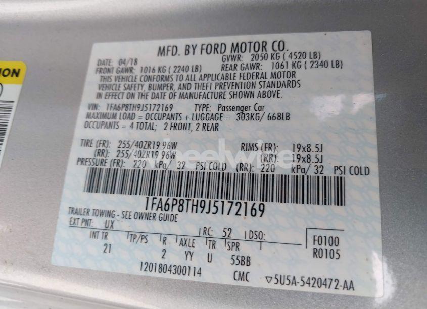 Photo 9 of 2018 Ford Mustang ECOBOOST (VIN 1FA6P8TH9J5172169)