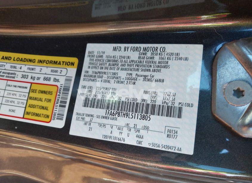 Photo 9 of 2020 Ford Mustang ECOBOOST FASTBACK (VIN 1FA6P8TH9L5113805)