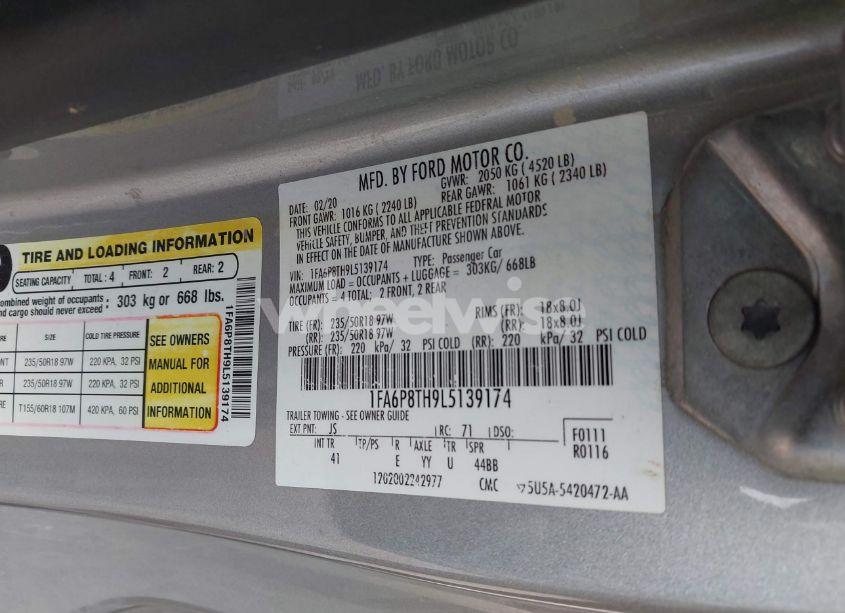 Photo 9 of 2020 Ford Mustang ECOBOOST PREMIUM FASTBACK (VIN 1FA6P8TH9L5139174)