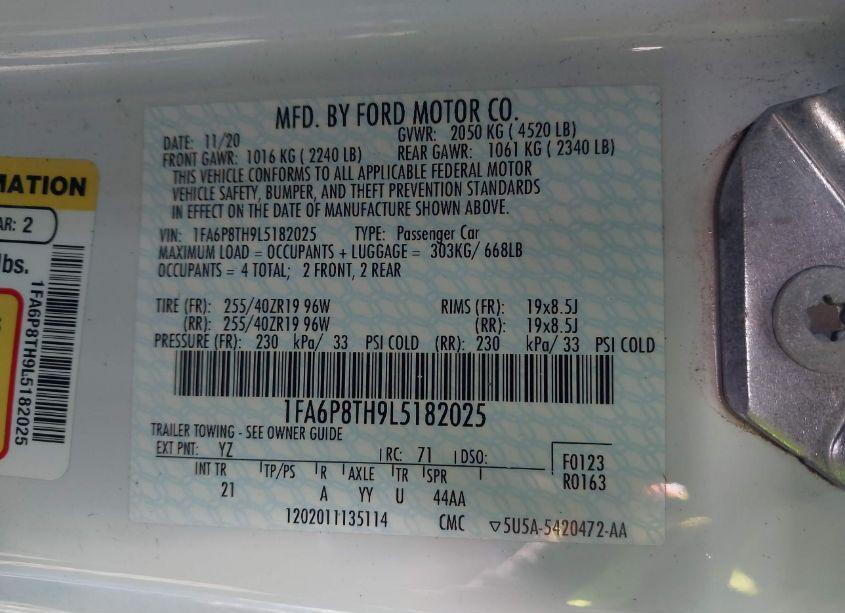 Photo 9 of 2020 Ford Mustang ECOBOOST (VIN 1FA6P8TH9L5182025)