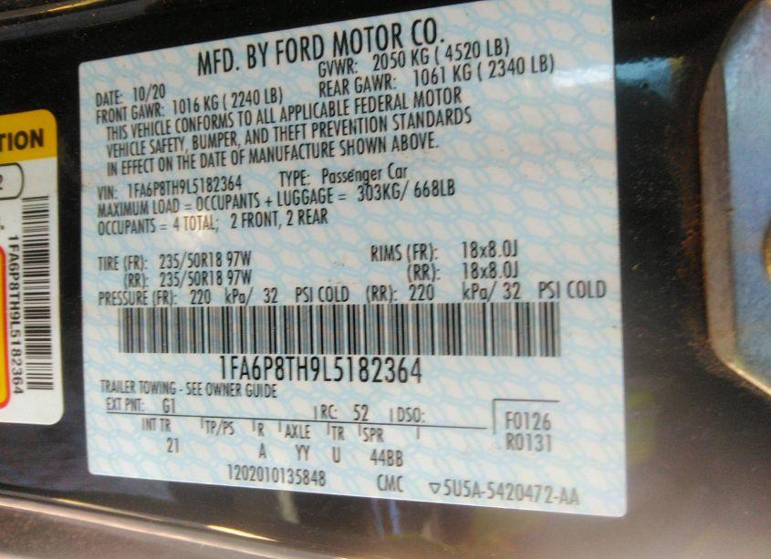 Photo 9 of 2020 Ford Mustang ECOBOOST FASTBACK (VIN 1FA6P8TH9L5182364)