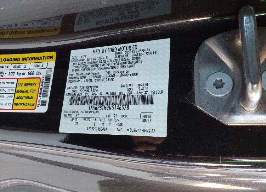 Photo 9 of 2022 Ford Mustang ECOBOOST (VIN 1FA6P8TH9N5146578)