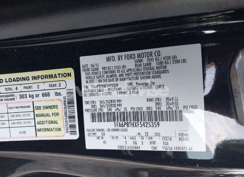 Photo 9 of 2015 Ford Mustang ECOBOOST (VIN 1FA6P8THXF5425359)