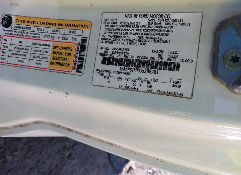 Photo 9 of 2016 Ford Mustang ECOBOOST (VIN 1FA6P8THXG5288781)