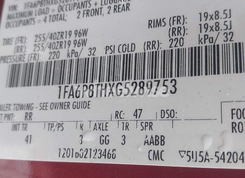 Photo 9 of 2016 Ford Mustang ECOBOOST (VIN 1FA6P8THXG5289753)