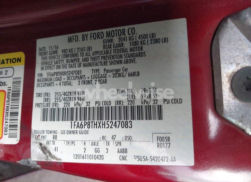 Photo 9 of 2017 Ford Mustang ECOBOOST (VIN 1FA6P8THXH5247083)