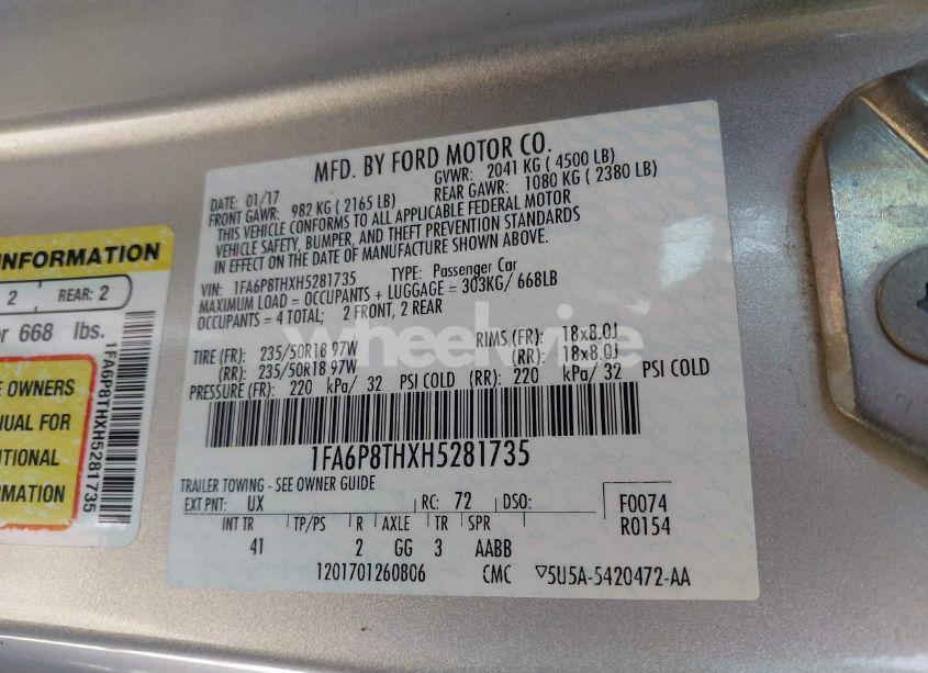 Photo 9 of 2017 Ford Mustang ECOBOOST (VIN 1FA6P8THXH5281735)