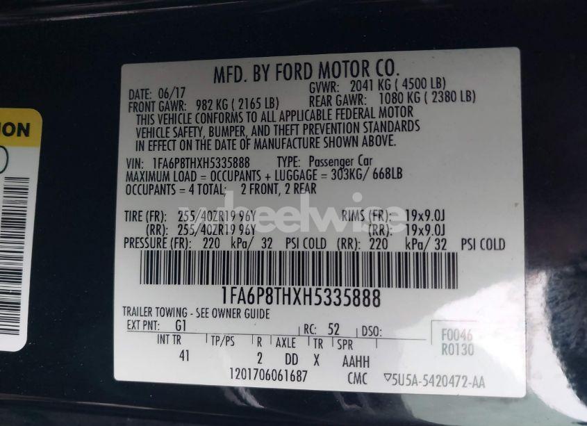 Photo 9 of 2017 Ford Mustang ECOBOOST (VIN 1FA6P8THXH5335888)