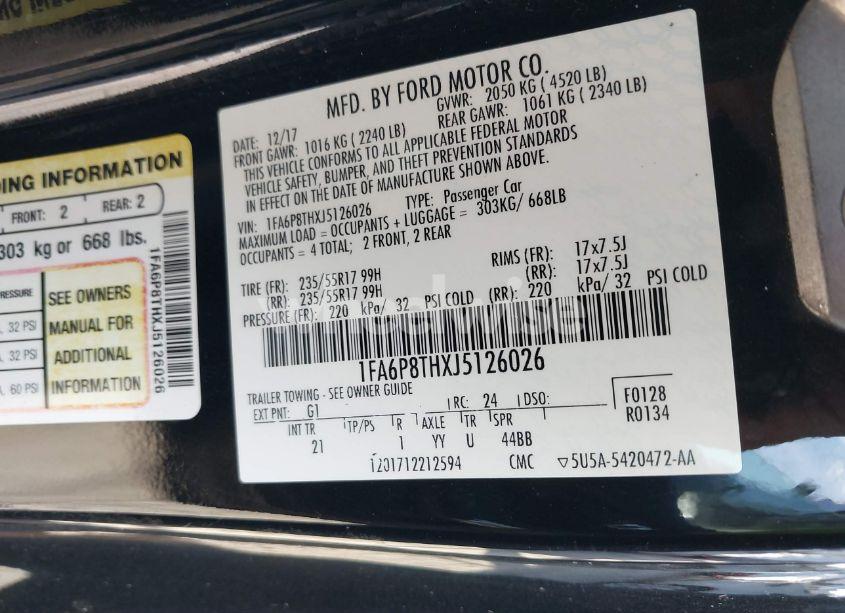 Photo 9 of 2018 Ford Mustang ECOBOOST (VIN 1FA6P8THXJ5126026)