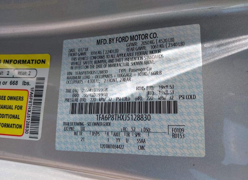 Photo 9 of 2018 Ford Mustang ECOBOOST (VIN 1FA6P8THXJ5128830)