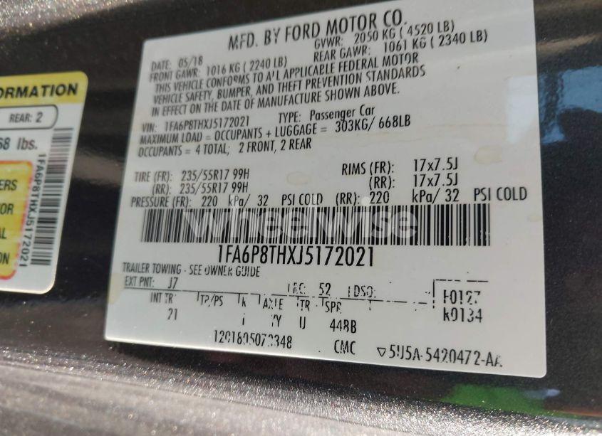 Photo 9 of 2018 Ford Mustang ECOBOOST (VIN 1FA6P8THXJ5172021)