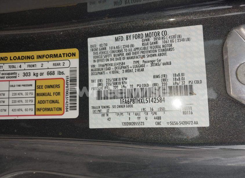 Photo 9 of 2020 Ford Mustang ECOBOOST PREMIUM FASTBACK (VIN 1FA6P8THXL5142584)