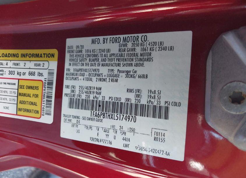 Photo 9 of 2020 Ford Mustang ECOBOOST (VIN 1FA6P8THXL5174970)