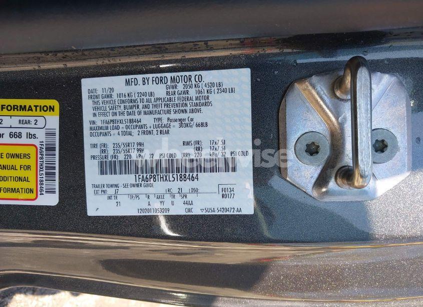 Photo 9 of 2020 Ford Mustang ECOBOOST FASTBACK (VIN 1FA6P8THXL5188464)