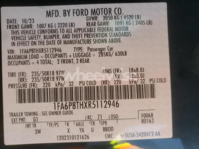 Photo 12 of 2024 FORD MUSTANG (VIN 1FA6P8THXR5112946)