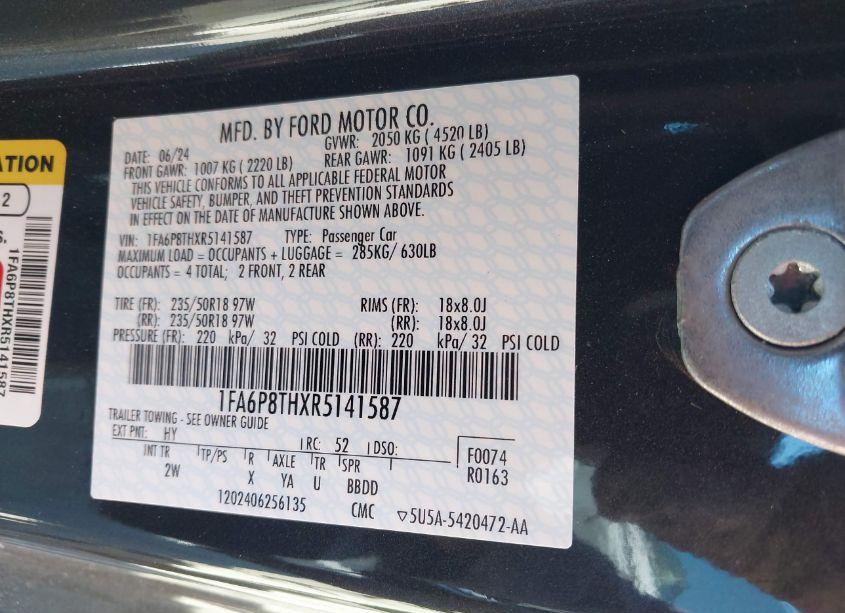 Photo 9 of 2024 Ford Mustang ECOBOOST (VIN 1FA6P8THXR5141587)
