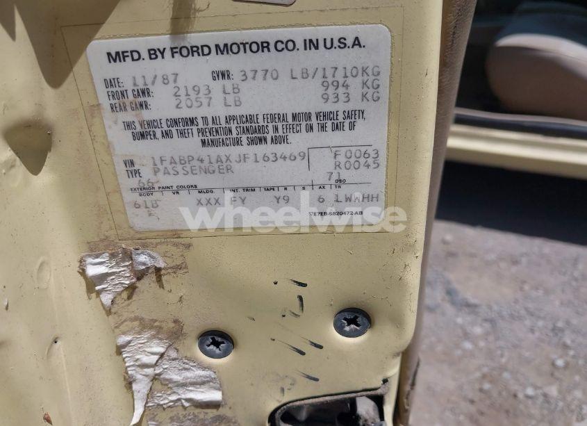 Photo 9 of 1988 Ford Mustang LX (VIN 1FABP41AXJF163469)