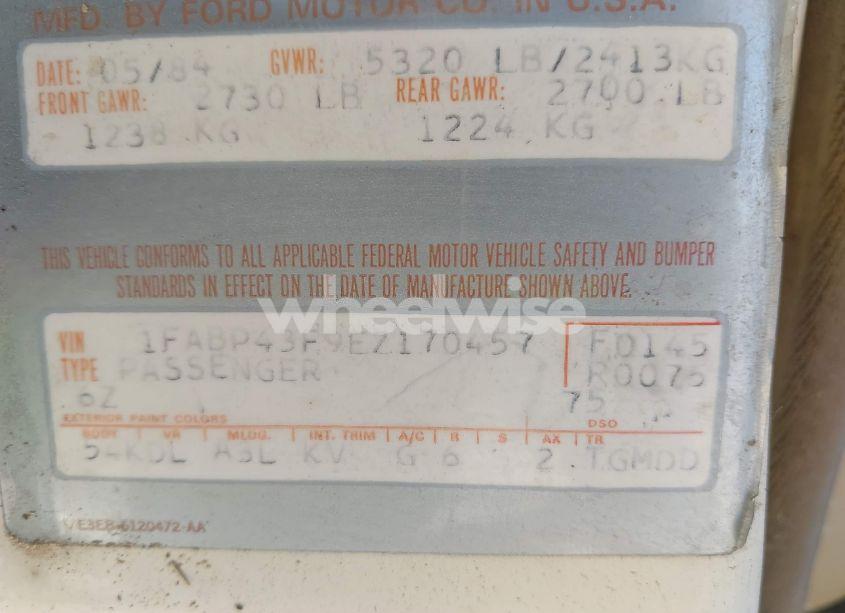 Photo 9 of 1984 Ford Ltd CROWN VICTORIA (VIN 1FABP43F9EZ170457)