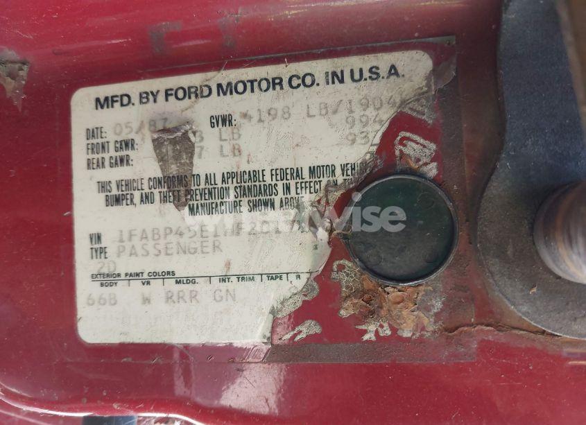 Photo 9 of 1987 Ford Mustang GT (VIN 1FABP45E1HF201744)