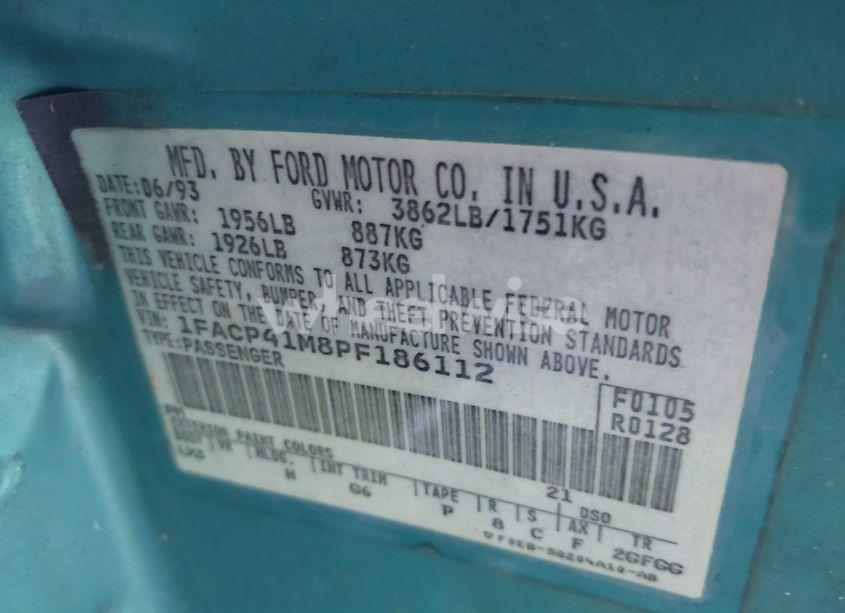 Photo 9 of 1993 Ford Mustang LX (VIN 1FACP41M8PF186112)