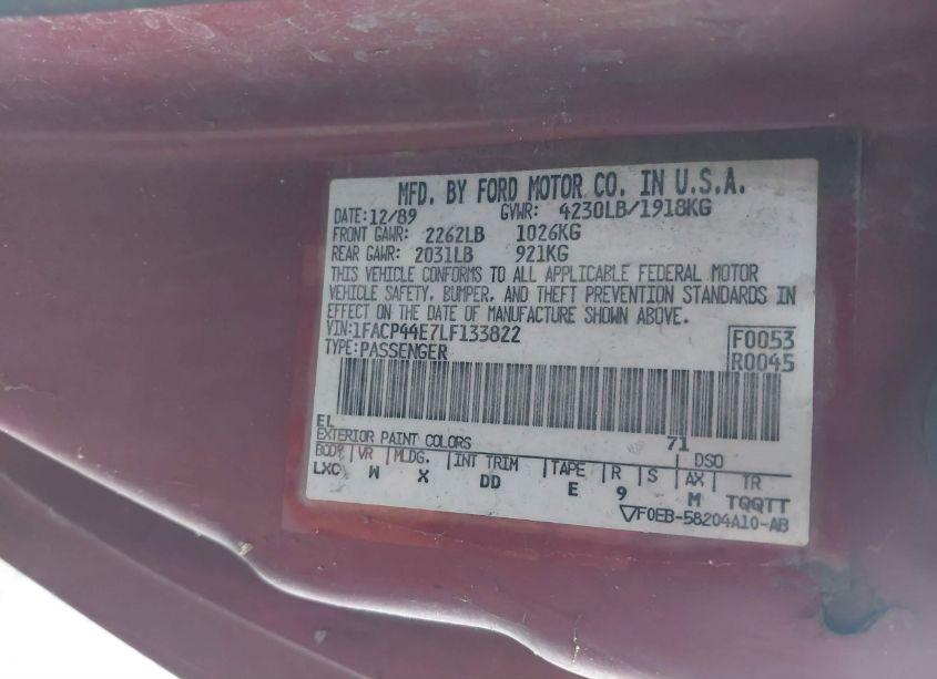 Photo 9 of 1990 Ford Mustang LX (VIN 1FACP44E7LF133822)