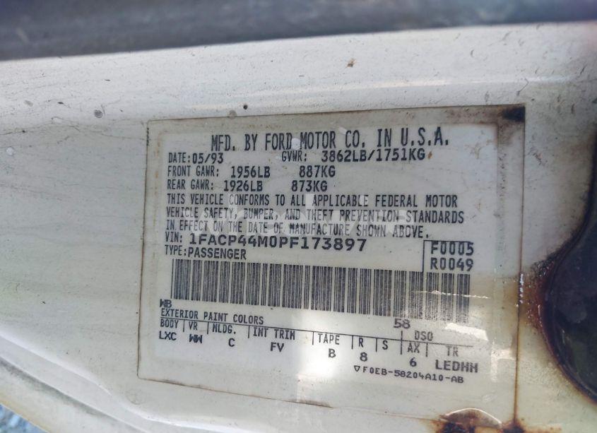 Photo 9 of 1993 Ford Mustang LX (VIN 1FACP44M0PF173897)