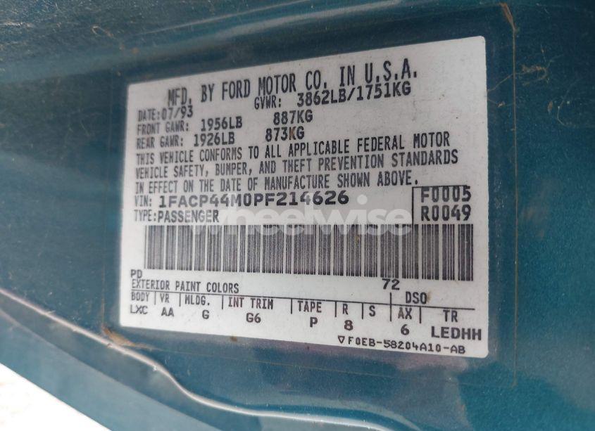 Photo 9 of 1993 Ford Mustang LX (VIN 1FACP44M0PF214626)