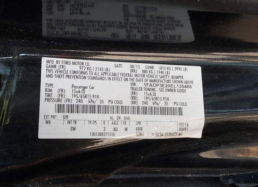 Photo 9 of 2014 Ford Focus S (VIN 1FADP3E20EL135466)