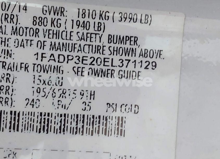 Photo 9 of 2014 Ford Focus S (VIN 1FADP3E20EL371129)