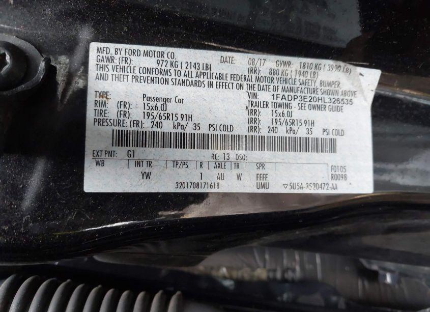 Photo 9 of 2017 Ford Focus S (VIN 1FADP3E20HL326535)