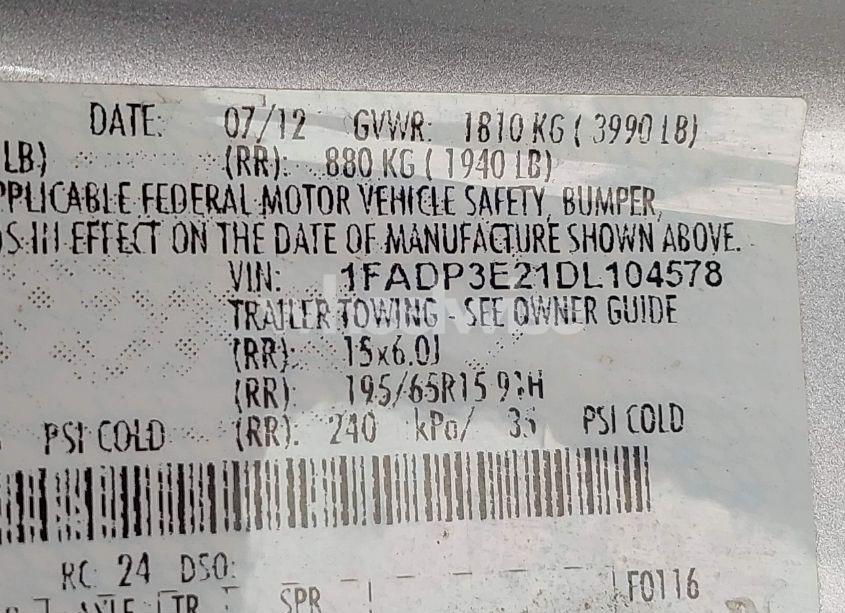 Photo 9 of 2013 Ford Focus (VIN 1FADP3E21DL104578)