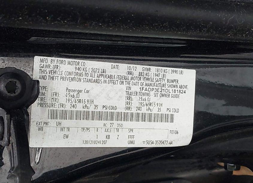 Photo 9 of 2013 Ford Focus S (VIN 1FADP3E21DL181824)