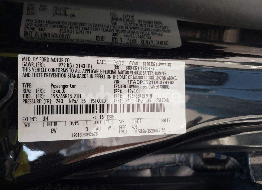 Photo 9 of 2013 Ford Focus S (VIN 1FADP3E21DL274763)