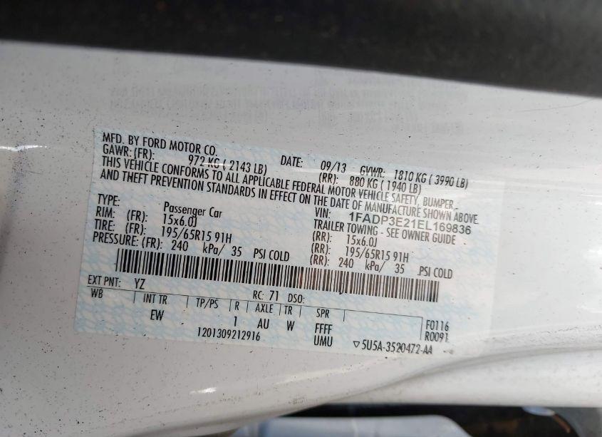 Photo 9 of 2014 Ford Focus S (VIN 1FADP3E21EL169836)