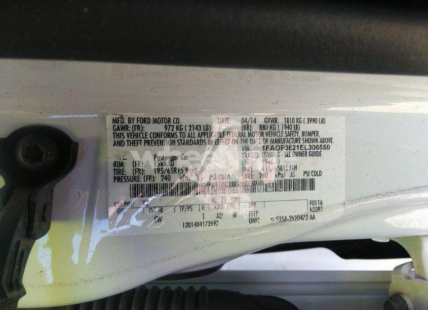 Photo 9 of 2014 Ford Focus S (VIN 1FADP3E21EL306550)