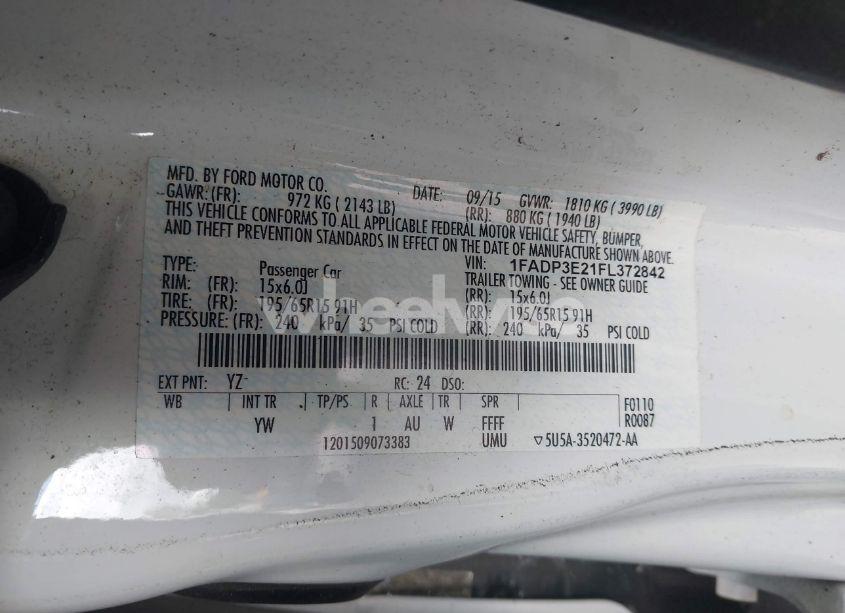 Photo 9 of 2015 Ford Focus S (VIN 1FADP3E21FL372842)