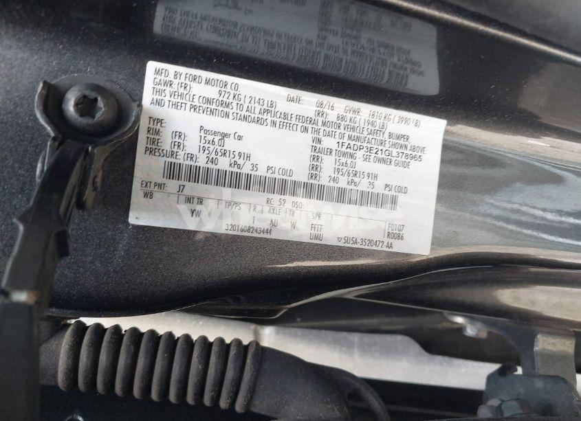 Photo 9 of 2016 Ford Focus S (VIN 1FADP3E21GL378965)