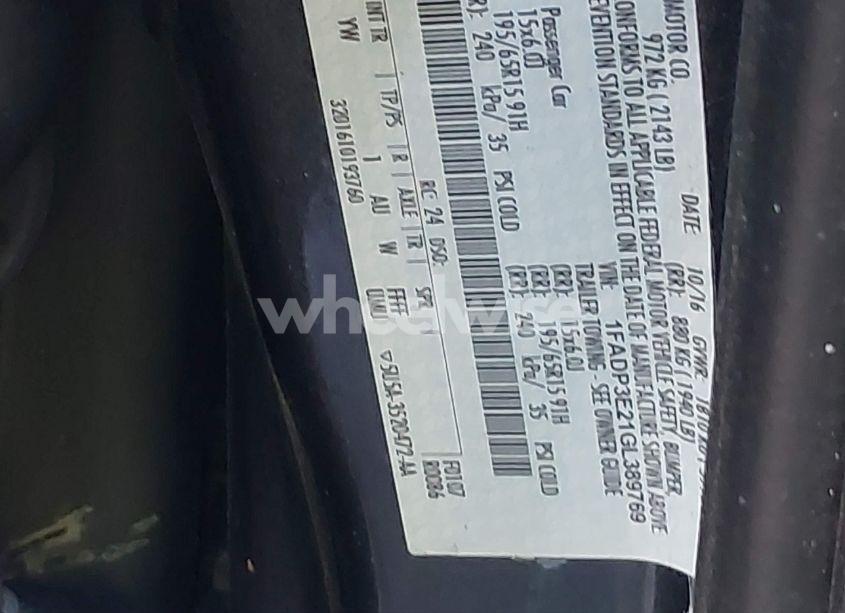 Photo 9 of 2016 Ford Focus S (VIN 1FADP3E21GL389769)