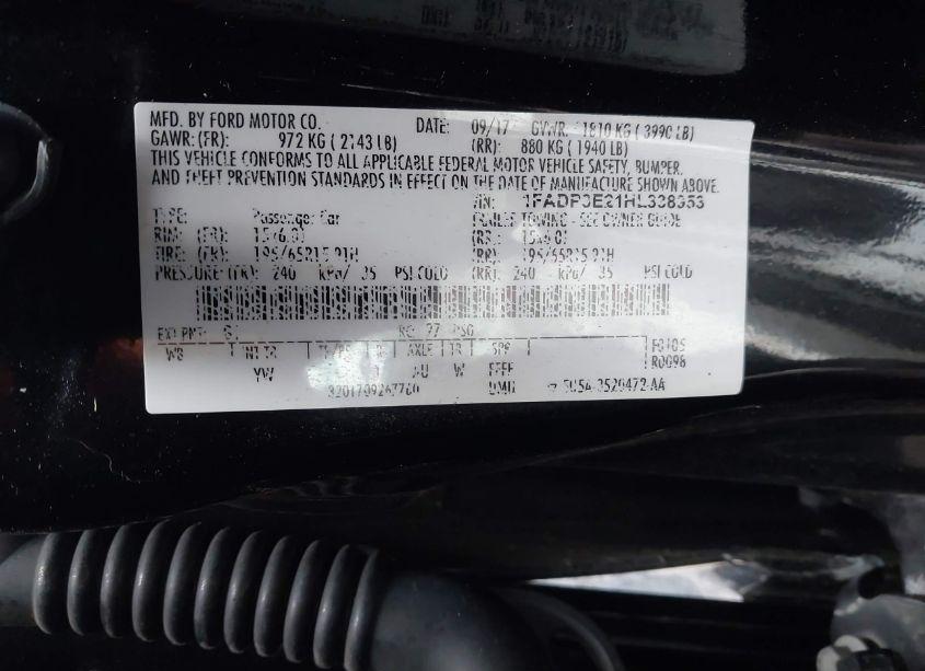 Photo 9 of 2017 Ford Focus S (VIN 1FADP3E21HL338953)