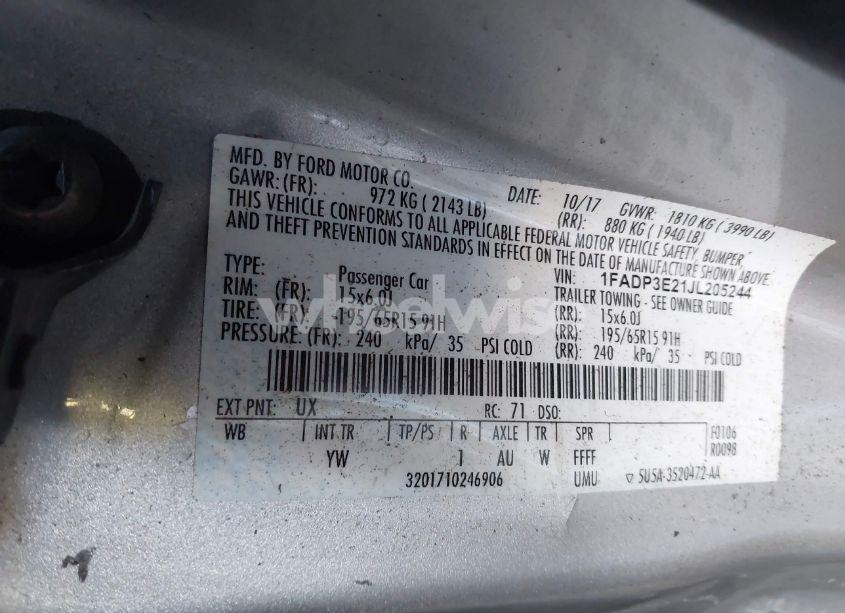 Photo 9 of 2018 Ford Focus S (VIN 1FADP3E21JL205244)