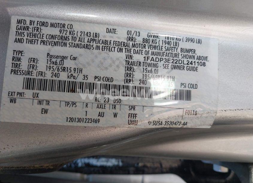 Photo 9 of 2013 Ford Focus S (VIN 1FADP3E22DL241108)