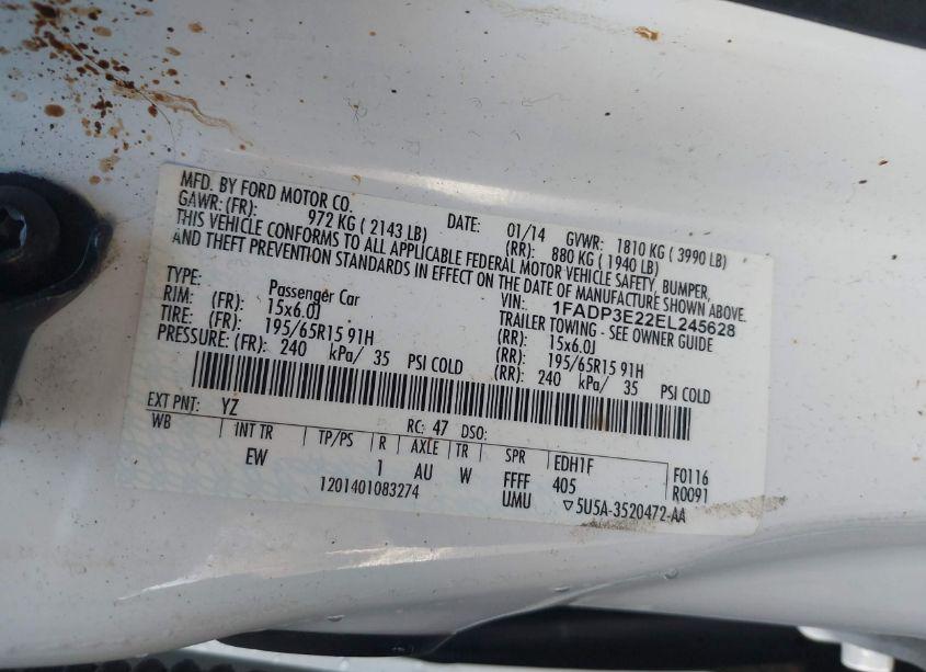 Photo 9 of 2014 Ford Focus S (VIN 1FADP3E22EL245628)