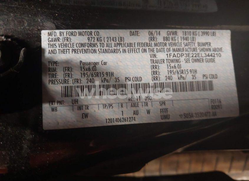 Photo 9 of 2014 Ford Focus S (VIN 1FADP3E22EL344210)