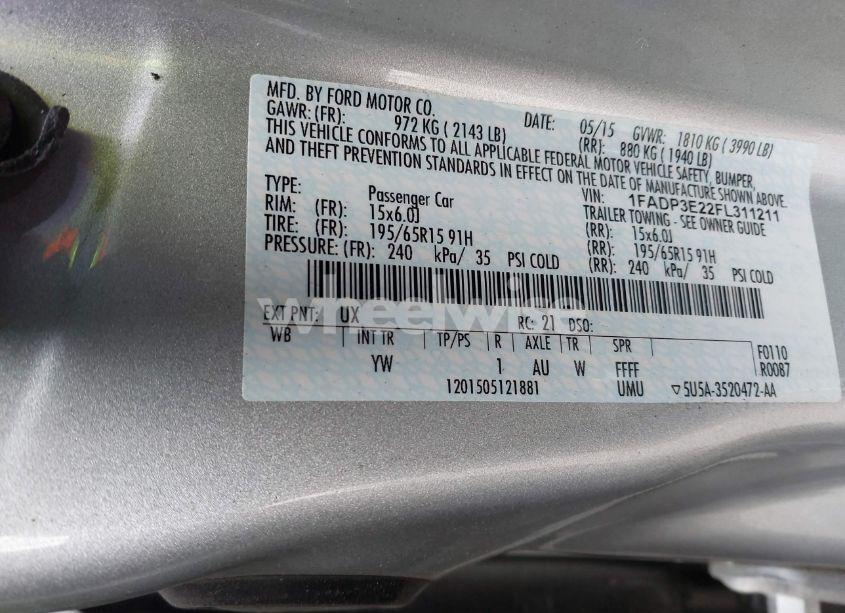 Photo 9 of 2015 Ford Focus S (VIN 1FADP3E22FL311211)